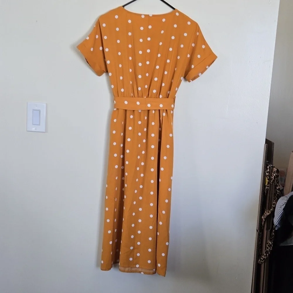 Polka Dot Orange Dress Size S - Picture 4 of 7
